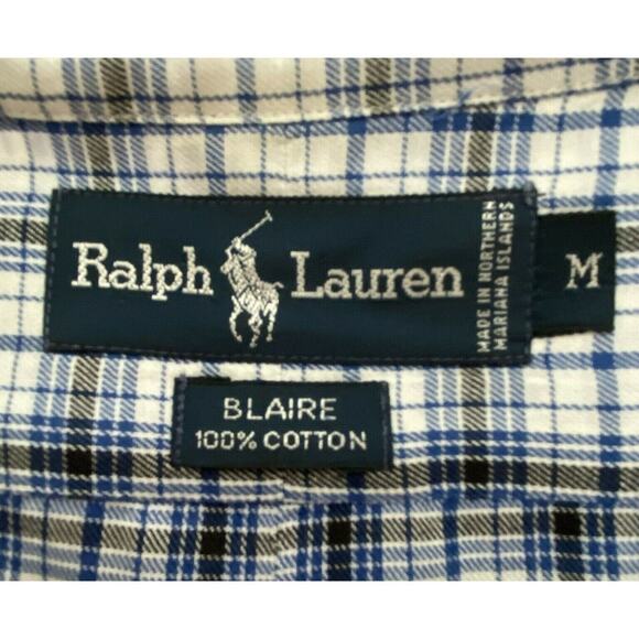 Ralph Lauren Lot of 2 Button Down Dress Shirts Men Sz M Pinstripe Plaid - Picture 10 of 10